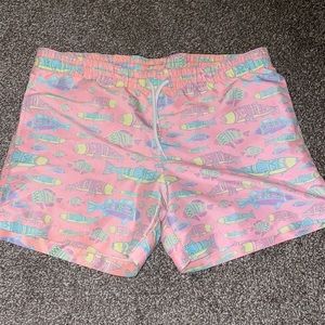 Chubbies Pink Fish Print Swim Trunks 5in